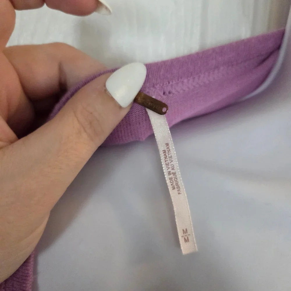 Free People L Lavender Babydoll Knit Long Sleeve‎ Crew Neck Sweater Minimalist